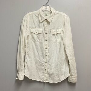 Banana Republic White Corduroy Button Down Shirt size small